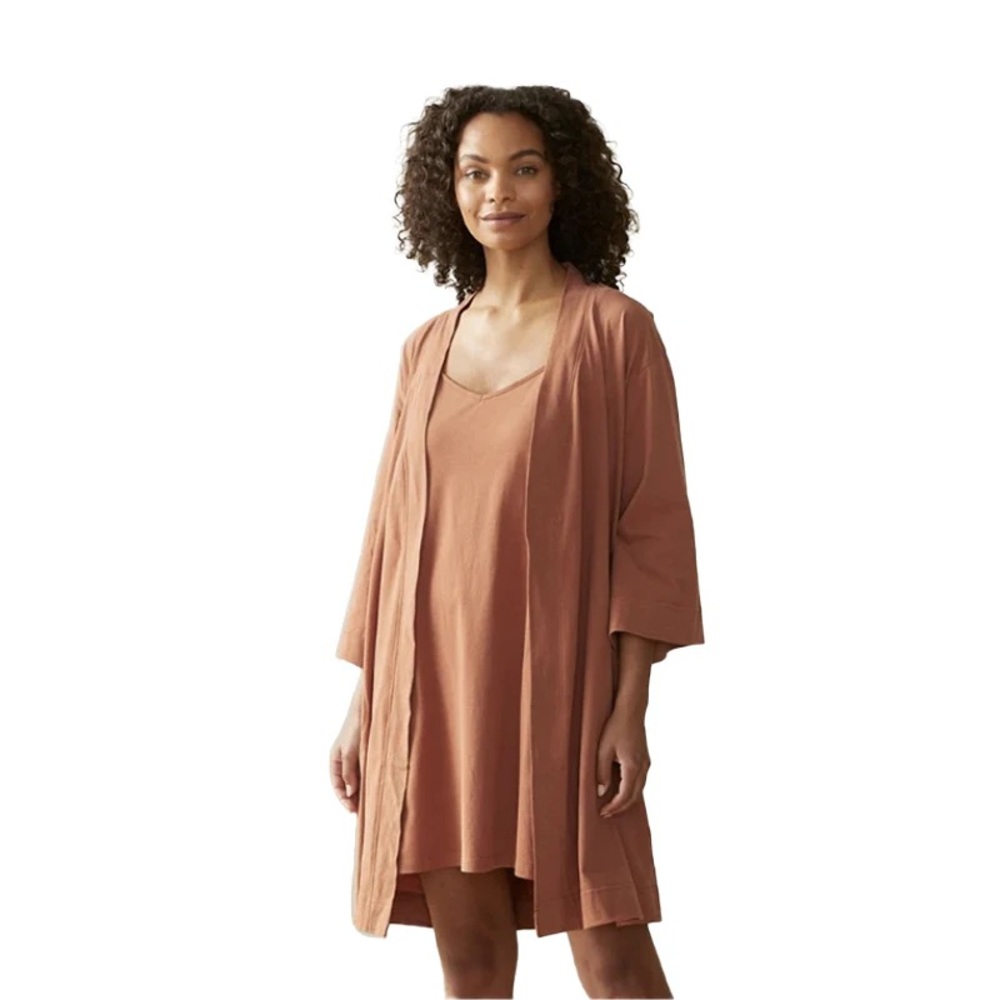 Coyuchi Organic Solstice Short Robe Rosehip Size Large NWT
